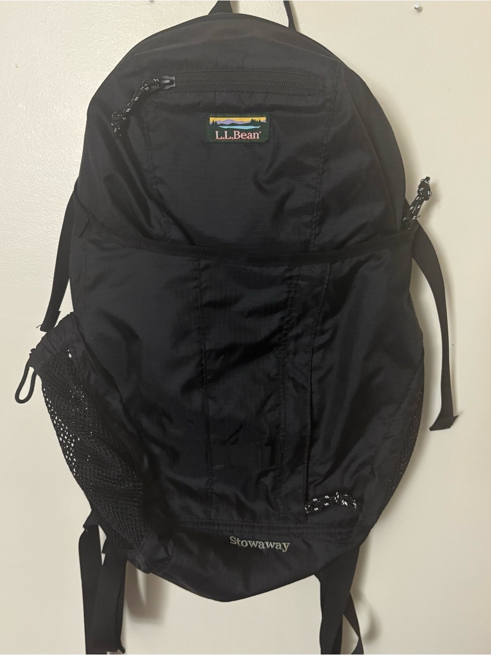 LL Bean black stowaway daypack backpack